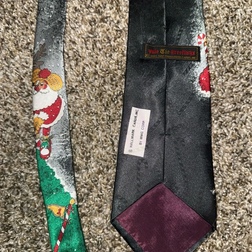 Hallmark Black Tie with‎ Santa and Christmas Tree Design